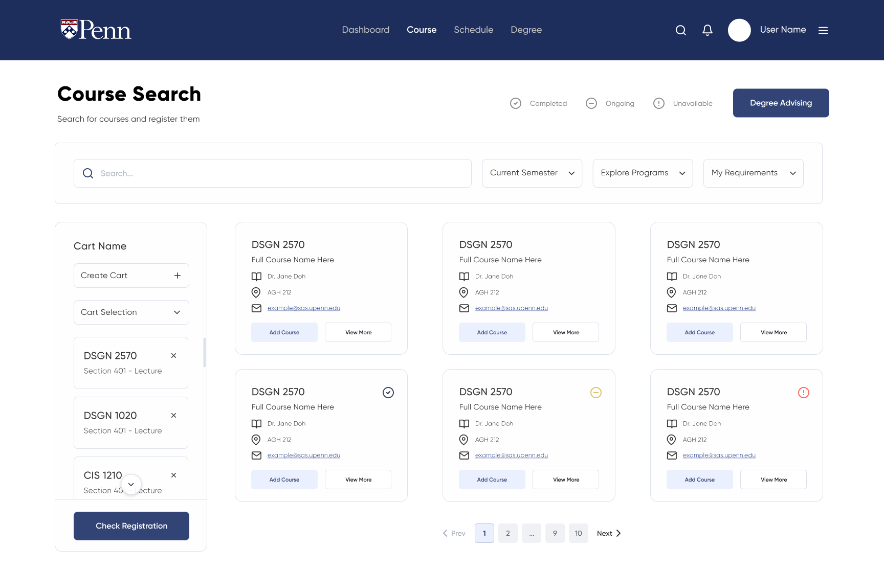 Path@Penn redesign — Course Search